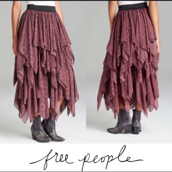 Free People Dresses & Skirts - Free People Layered Cascade Gypsey Georgette Skirt